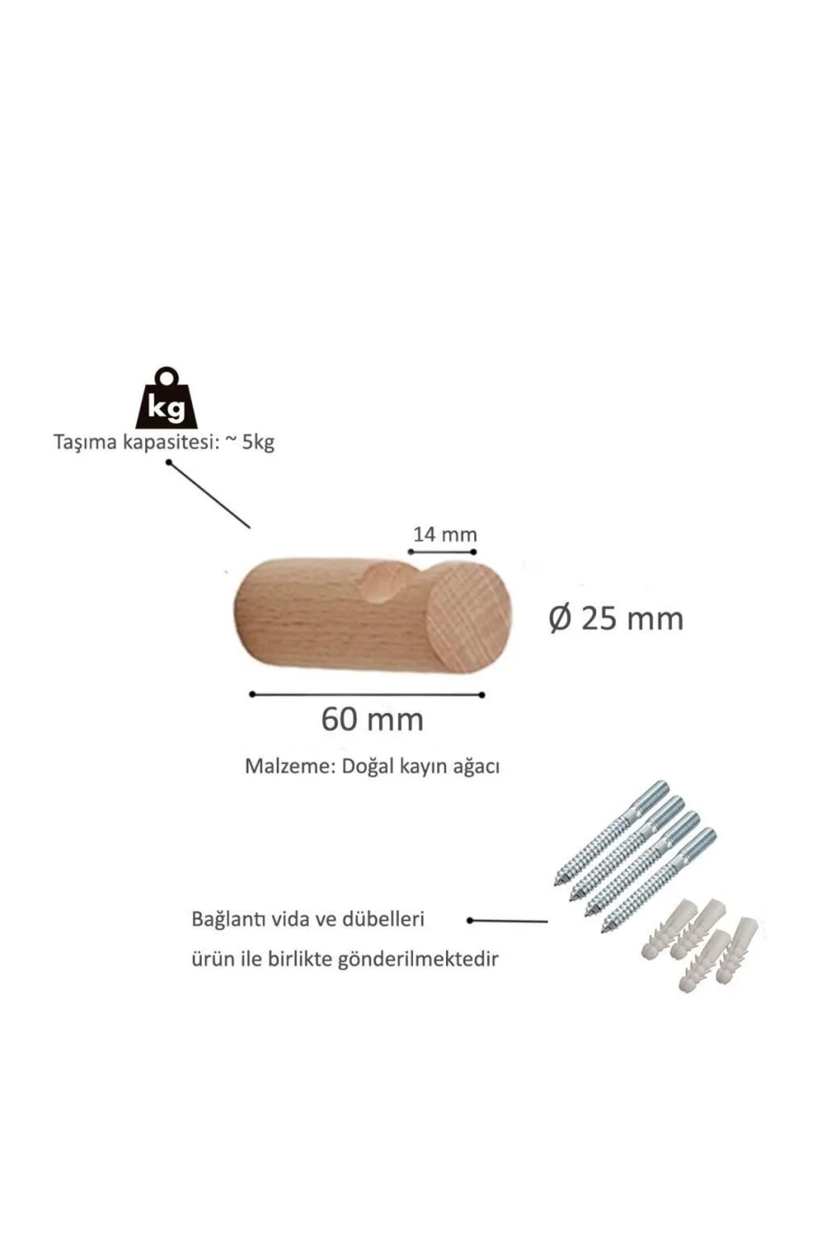 Ahşap Modern Duvar & Banyo Askılık Dekoratif Askı