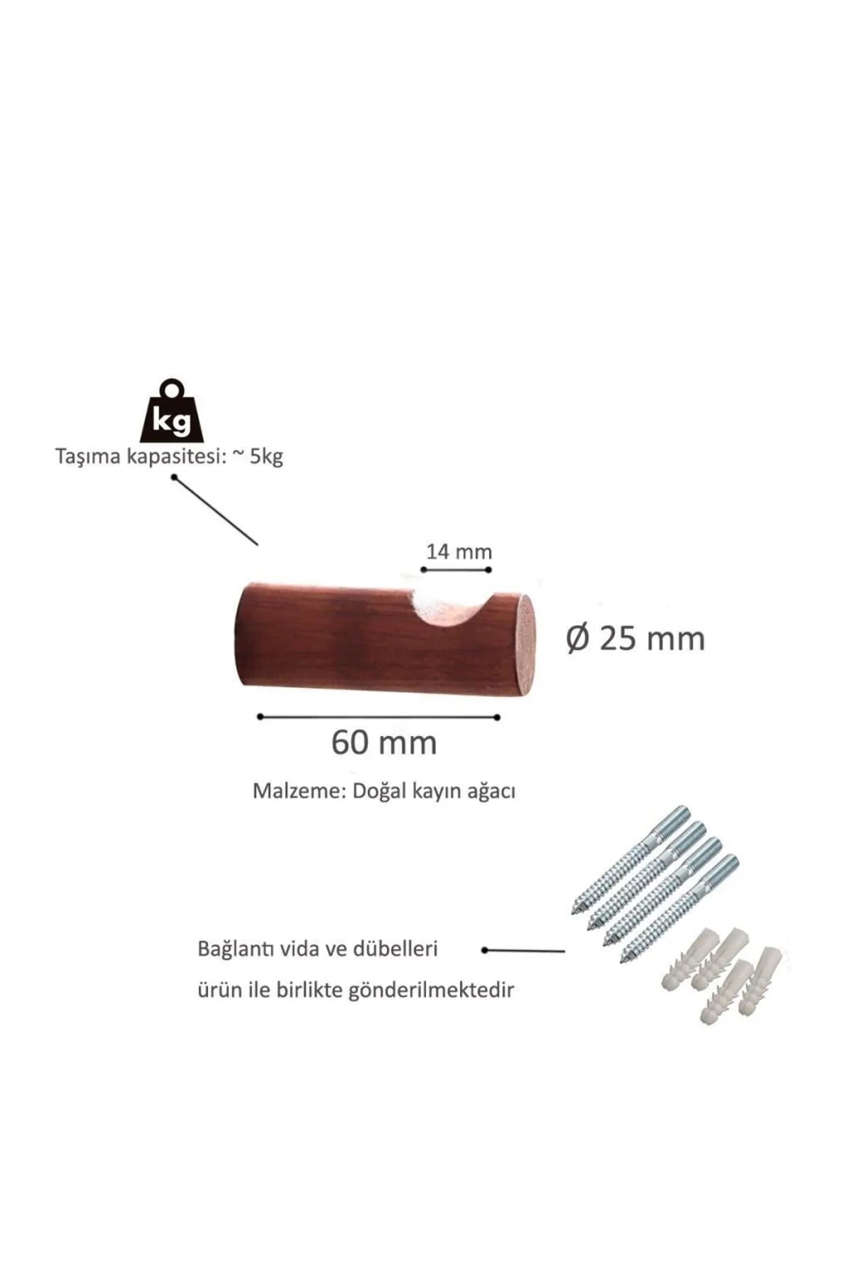 Ahşap Modern Duvar & Banyo Askılık Dekoratif Askı