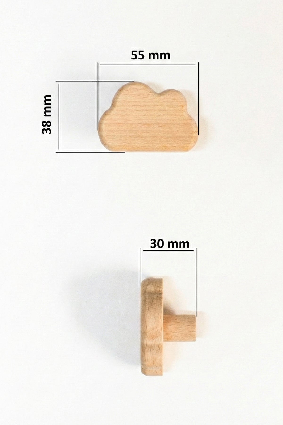 Bulut Şekilli Ahşap Kulp Çocuk Bebek Odası Mobilya Kulpu Dolap Çekmece Düğme Kulp
