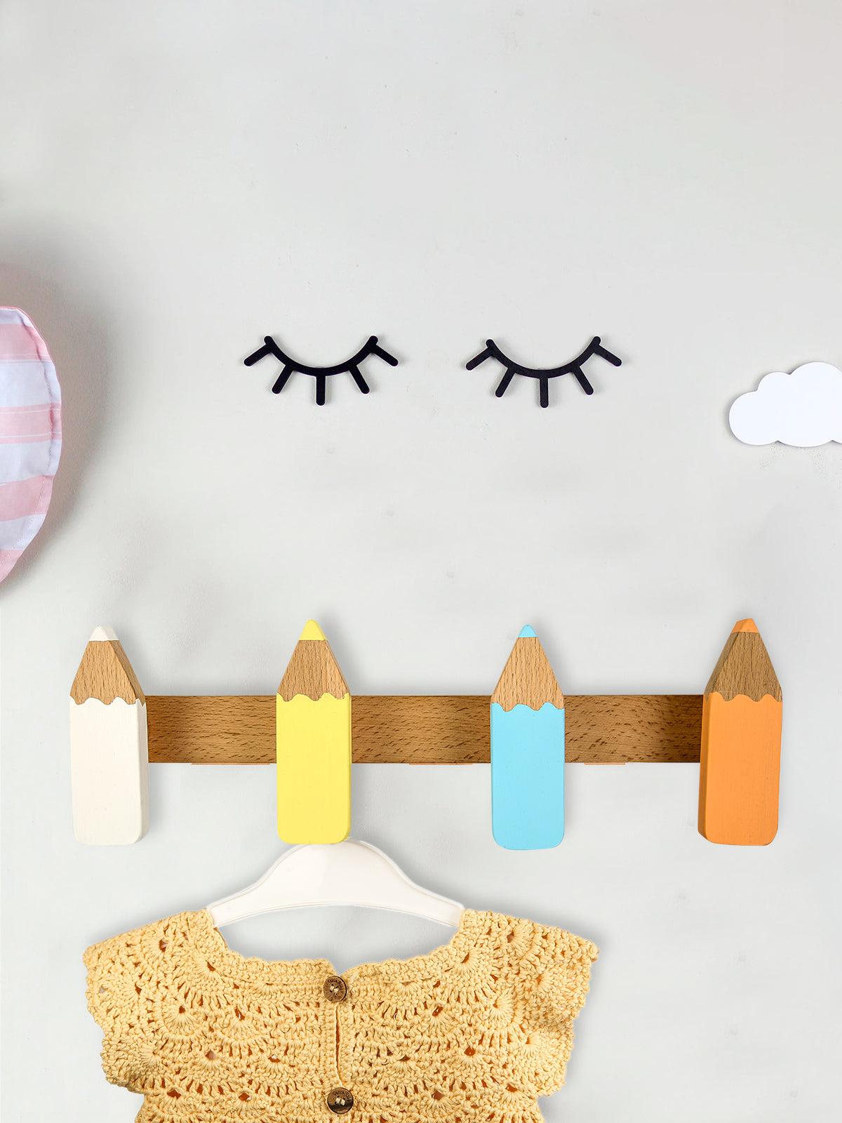 Ahşap Kalem Şeklinde Çocuk & Bebek Odası Askılık Modern Dekoratif Duvar Askısı