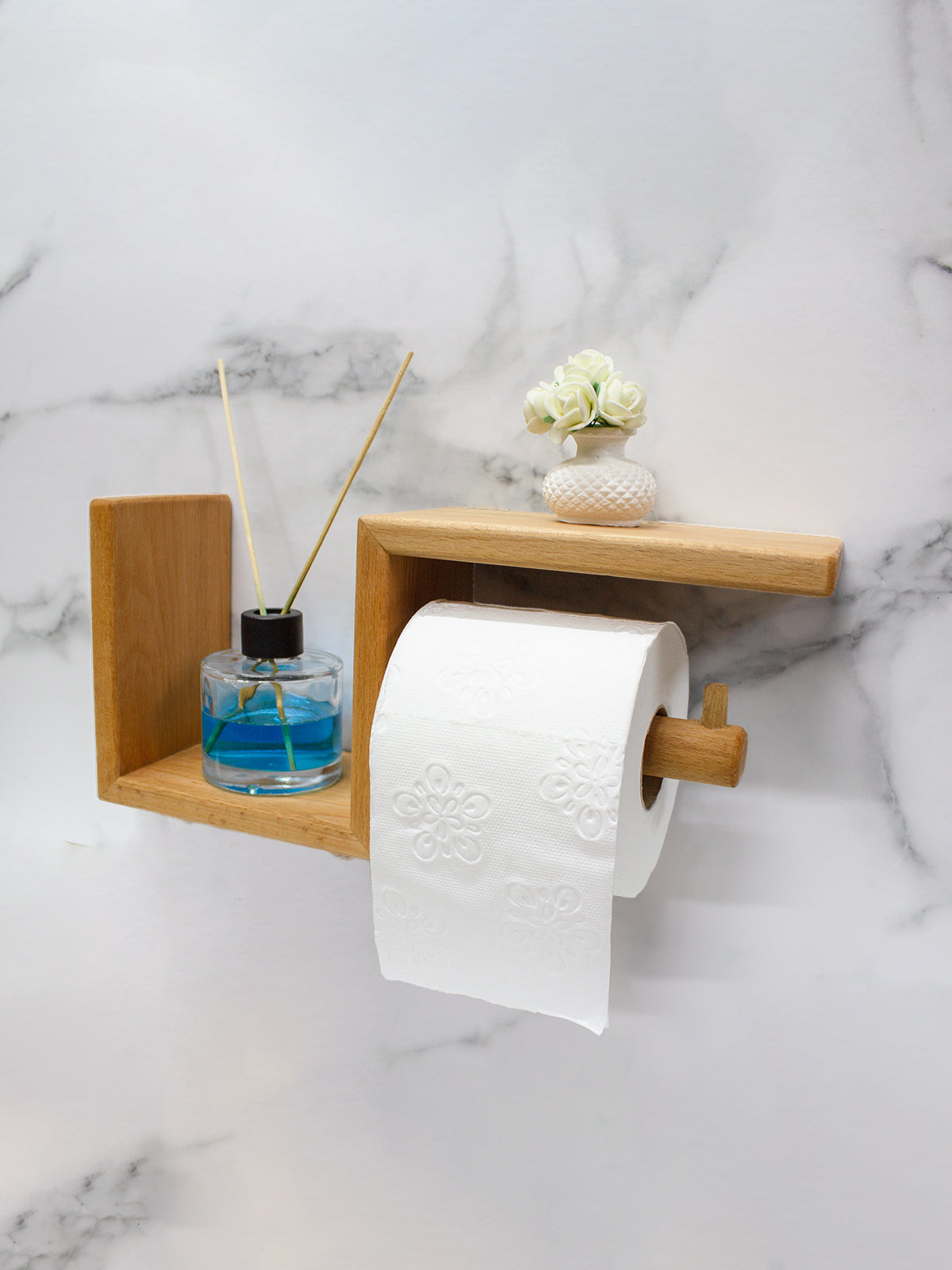 Masif Ahşap Tuvalet Kağıtlığı Dekoratif Standlı Ahşap WC Kağıtlık İskandinav Tasarım