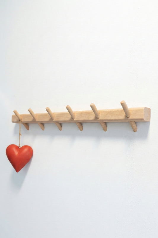 Ahşap Modern Dekoratif Askılık Mutfak Banyo Hol Askısı Kapı Arkası Askı - Natürel