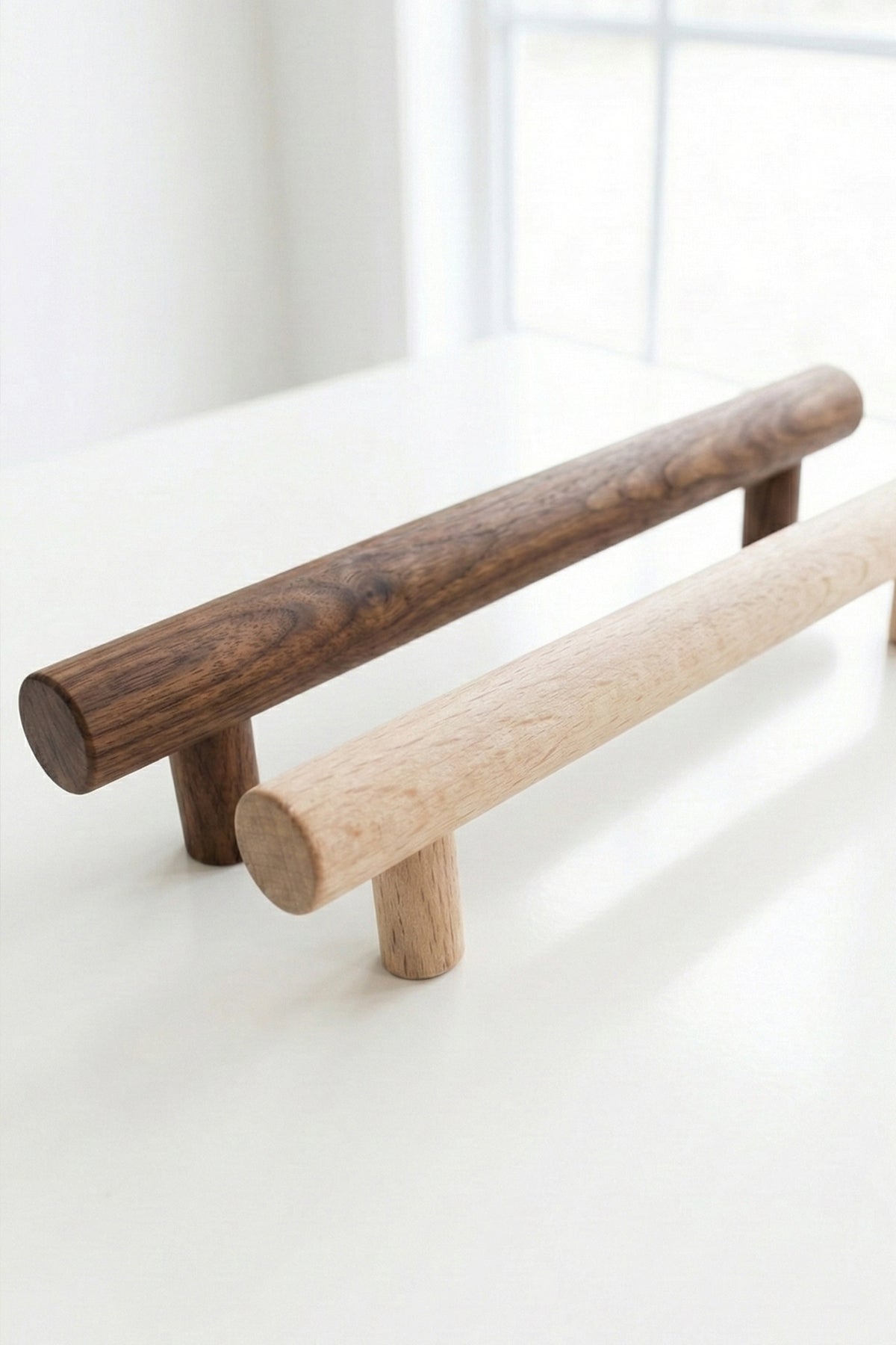 Roll Ahşap Kulp Çekmece Kulpu Modern Dolap Kolu Mobilya Kulp