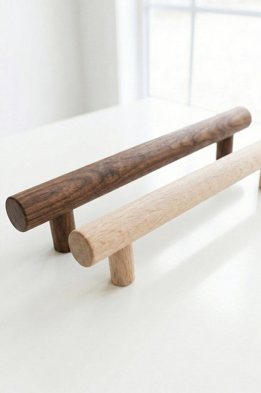 Roll Ahşap Kulp Çekmece Kulpu Modern Dolap Kolu Mobilya Kulp